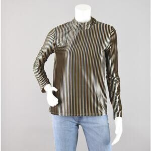 ZARA Velvet Striped Long Sleeve Mockneck Top Women's Small